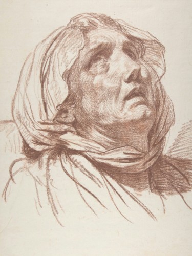 Head of an Old Woman Looking Up