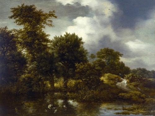 A Wooded Landscape with a Pond