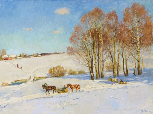 Winter Landscape with Horse-drawn Sleigh