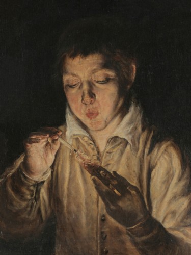 Boy Blowing an Ember