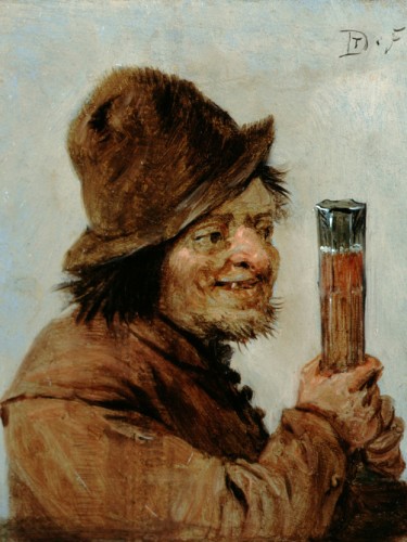 A Peasant holding a Glass