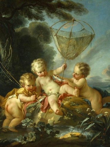 Putti as Fisherman