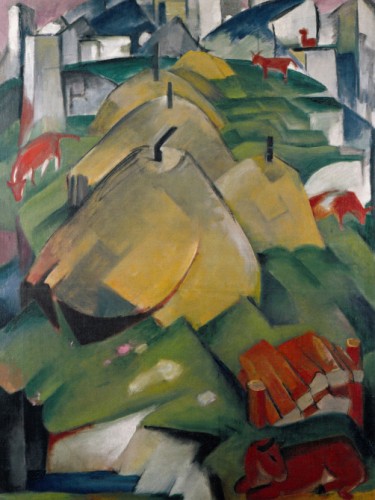 Alpine Scene. Haystacks