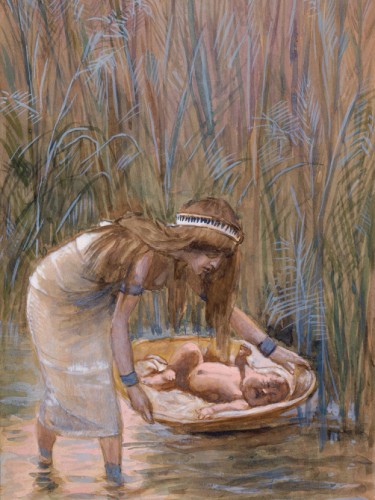 Moses Laid Amid the Flags
