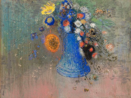 Flowers in a Blue Vase