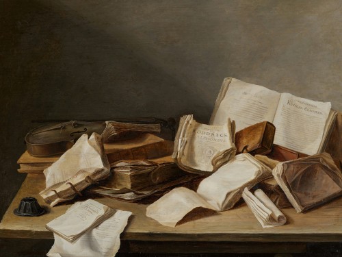 Still Life with Books and a Violin