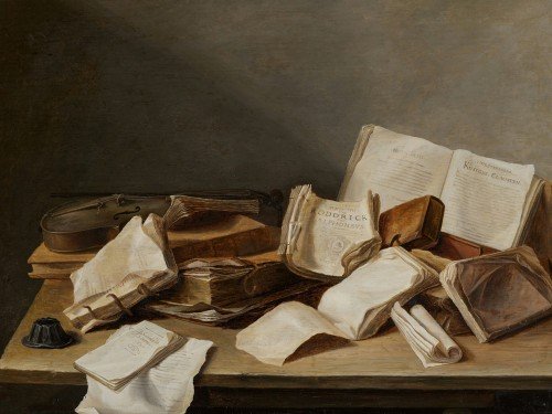 Still Life with Books and a Violin