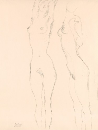 Two Nudes, the Left One with Raised Arms