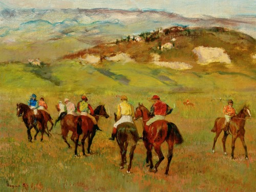Jockeys on Horseback before Distant Hills