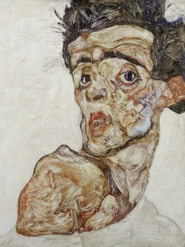 Self-Portrait with Raised Bare Shoulder