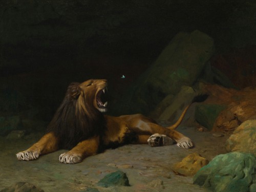Lion Snapping at a Butterfly