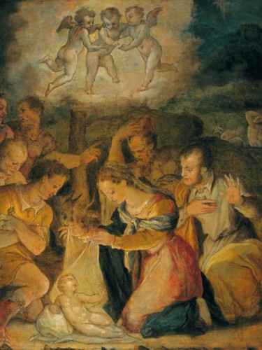 La natividad con la adoracion de los pastores