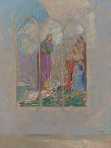 Devotion near a red bush