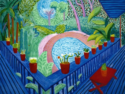 Red Pots In The Garden