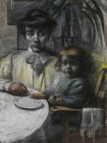 La moglie di Balla con la figlia