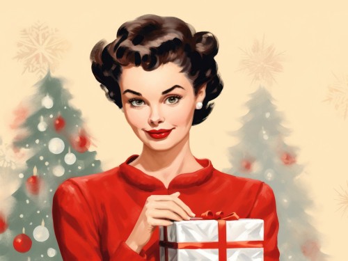 Pin-up девушка с подарками