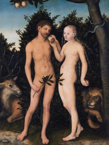 Adam and Eve in paradise