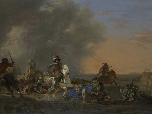 Ruitergevecht bij zonsondergang