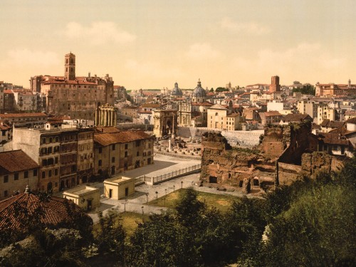 A panorama from the Palatine, Rome, Italy