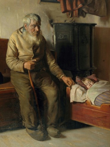 Blind Kristian minding a child
