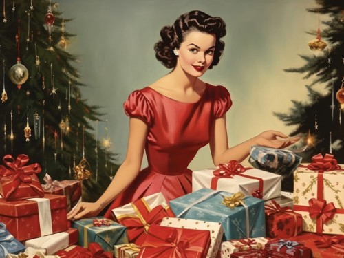Pin-up девушка с подарками