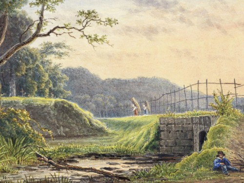Landschap met brug