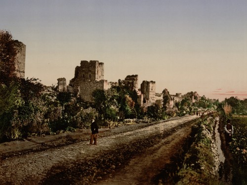 Byzantine wall near Irdikale, Constantinople, Turkey