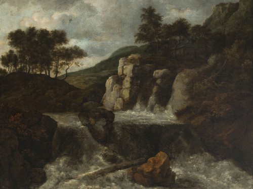 Waterfall in a Rocky and Mountainous