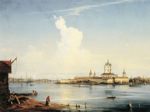 Вид на Смольный монастырь с Большой Охты, 1851