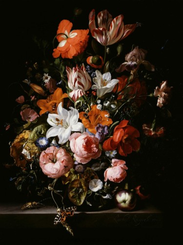 Flowers in a Glass Vase