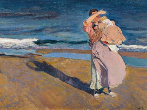 Fisherwomen with her son