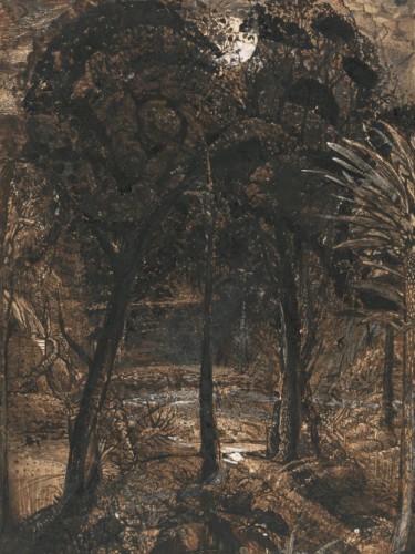 A Moonlit Scene with a Winding River