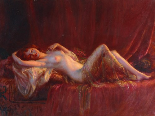 A reclining exotic beauty