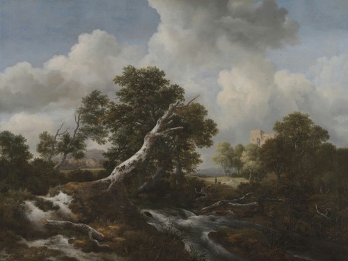 Low Waterfall in a Wooded Landscape