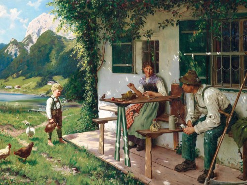 Ein Sommertag vor dem Haus