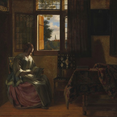 A Woman Reading a Letter by a Window