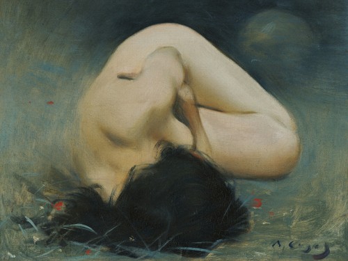 Foreshortened female nude