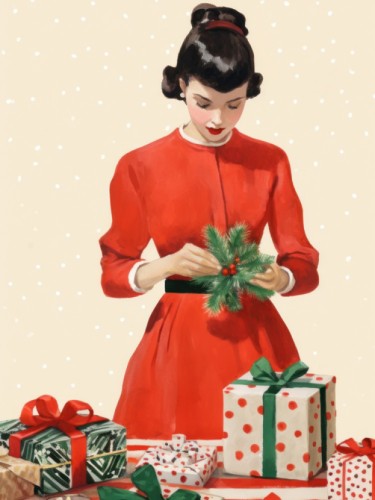 Pin-up девушка с подарками