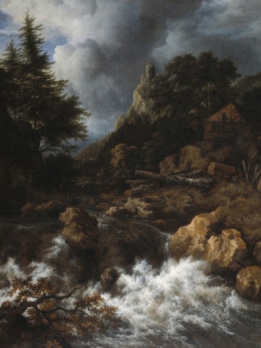 Waterfall with a Half-Timbered House