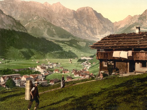 Engelberg Valley and Peasant's House, Bernese Oberland, Switzerland