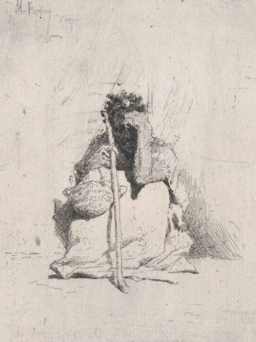 A beggar, seated on the ground