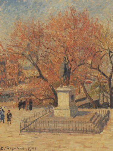 Statue of Henry IV and Flowering Trees