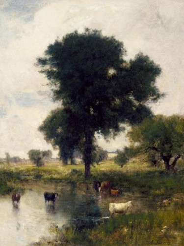Cattle in Pool, A Summer Landscape