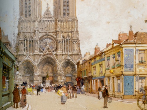 La Cathedrale de Reims Gouache on paper