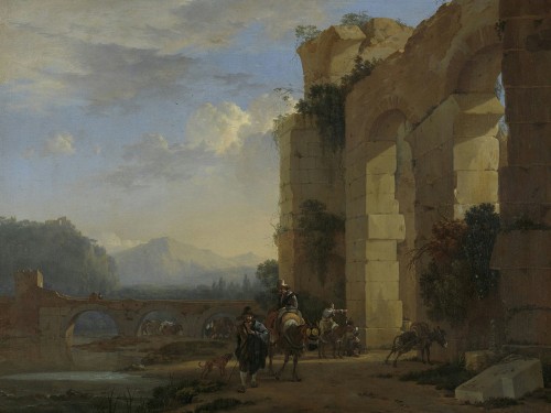 Ezeldrijvers bij een Italiaanse ruine