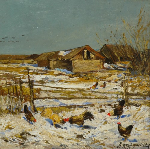 Весна. Пейзаж с курами