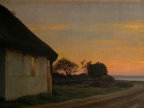 Evening lanscape with a house