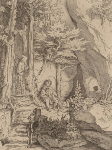 A Monk with a Bagpipe Player