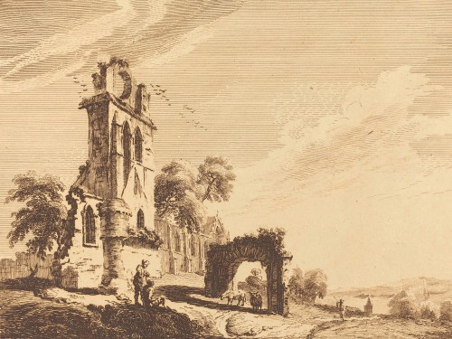 Landscape with Ruin at Left and Arch with Sheep