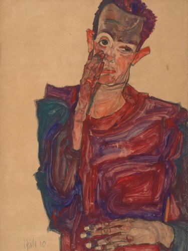 Self-Portrait with Eyelid Pulled Down, 1910
